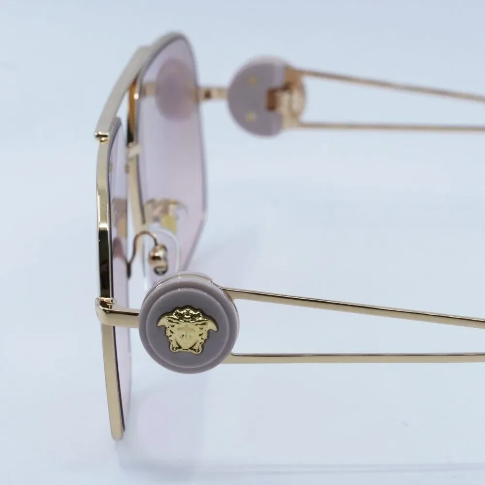 Versace VE2269 10027E Sunglasses Gold Geometric Frame, Pink Mirror Lenses - Picture 6 of 14